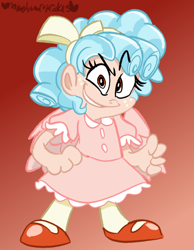 Size: 620x800 | Tagged: safe, artist:mirabuncupcakes15, cozy glow, human, g4, clothes, crazy glow, dress, evil grin, female, grin, humanized, insanity, mary janes, pure concentrated unfiltered evil of the utmost potency, pure unfiltered evil, shoes, skirt, smiling, socks, solo, stockings, thigh highs, winged humanization, wings