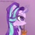 Size: 1080x1080 | Tagged: safe, artist:memengla, starlight glimmer, pony, unicorn, g4, chest fluff, cute, drink, drinking, female, glimmerbetes, magic, mare, profile, purple background, simple background, solo, straw, telekinesis