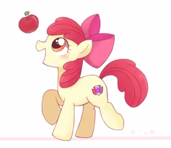 Size: 3211x2769 | Tagged: dead source, safe, artist:ginmaruxx, apple bloom, earth pony, pony, g4, adorabloom, apple, cute, cutie mark, female, food, happy, high res, smiling, solo