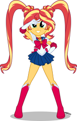 Size: 2538x4000 | Tagged: safe, artist:orin331, sunset shimmer, equestria girls, g4, adorasexy, anime, boots, clothes, clothes swap, crossover, cute, female, geode of empathy, looking at you, magical geodes, magical girl, magical sunset-chan, sailor moon, sailor moon (series), sexy, shoes, simple background, skirt, smiling, solo, transparent background, tsukino usagi