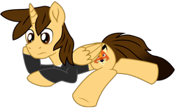 Size: 8039x5013 | Tagged: safe, artist:ejlightning007arts, oc, oc only, oc:ej, alicorn, pony, alicorn oc, clothes, horn, lying down, male, shirt, simple background, solo, stallion, transparent background, vector, wings