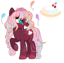 Size: 1024x1006 | Tagged: safe, artist:elementbases, artist:marihht, oc, oc only, earth pony, pony, balloon, base used, braid, cutie mark, earth pony oc, female, flower, flower in hair, freckles, mare, no pupils, offspring, parent:big macintosh, parent:pinkie pie, parents:pinkiemac, raised hoof, simple background, smiling, solo, transparent background
