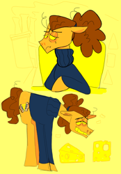 Size: 702x1008 | Tagged: safe, artist:mewnikitty, cheese sandwich, earth pony, pony, g4, the last laugh, cheese, clothes, food, male, solo, sweater, turtleneck