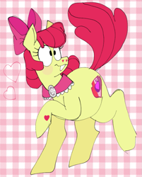 Size: 701x872 | Tagged: safe, artist:mewnikitty, apple bloom, earth pony, pony, g4, clothes, female, goldie delicious' shawl, heart, heart nostrils, older, older apple bloom, shawl, solo
