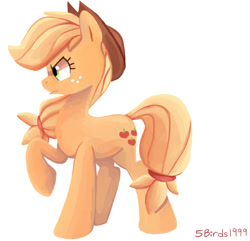 Size: 726x699 | Tagged: safe, artist:5birds1999, applejack, earth pony, pony, g4, cowboy hat, female, hat, mare, profile, simple background, solo, white background