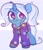 Size: 1868x2160 | Tagged: safe, artist:vensual99, gameloft, trixie, pony, unicorn, g4, abstract background, babysitter trixie, clothes, cute, diatrixes, female, gameloft interpretation, hoodie, mare, no pupils, pigtails, smiling, solo