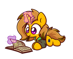 Size: 2560x2048 | Tagged: safe, artist:sugar morning, oc, oc only, oc:amber honeycombs, pony, unicorn, book, chibi, female, high res, magic, mare, simple background, solo, transparent background