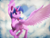 Size: 2000x1500 | Tagged: safe, artist:itssim, twilight sparkle, alicorn, pony, g4, cheek fluff, chest fluff, cloud, female, flying, heart, leg fluff, mare, open mouth, open smile, sky, smiling, solo, spread wings, three quarter view, turned head, twilight sparkle (alicorn), wings