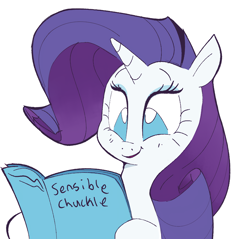 Size: 1546x1480 | Tagged: safe, artist:hattsy, rarity, pony, unicorn, g4, book, eyeshadow, female, hoof hold, magazine, makeup, mare, meme, ponified, sensible chuckle, smiling, solo
