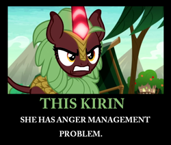 Size: 702x596 | Tagged: safe, edit, edited screencap, screencap, cinder glow, summer flare, kirin, g4, sounds of silence, anger management, angry, background kirin, engrish, female, this will end in fire, this will end in nirik