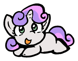 Size: 561x442 | Tagged: safe, artist:zutcha, sweetie belle, pony, unicorn, g4, cute, diasweetes, female, looking at you, lying down, simple background, solo, transparent background