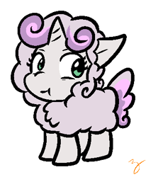 Size: 341x413 | Tagged: safe, artist:zutcha, sweetie belle, pony, sheep, unicorn, g4, animal costume, clothes, costume, female, sheepie belle, simple background, solo, transparent background