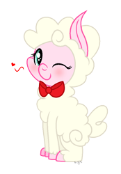 Size: 644x926 | Tagged: safe, artist:darbypop1, oc, oc only, oc:floofy (darbypop1), pony, sheep, sheep pony, female, one eye closed, simple background, solo, transparent background, wink