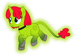 Size: 5366x4000 | Tagged: safe, artist:melisareb, oc, oc only, oc:radiante radium, object pony, original species, pony, radioactive pony, unicorn, .svg available, absurd resolution, choker, element pony, female, glowing, glowing body, gradient hooves, gradient tail, i can't believe it's not badumsquish, inkscape, leonine tail, mare, ponified, radioactive, simple background, solo, transparent background, vector