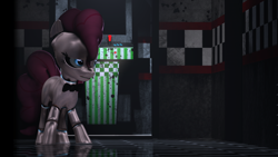 Size: 3840x2160 | Tagged: safe, artist:jollyoldcinema, artist:justjolly, pinkie pie, earth pony, pony, g4, 3d, creepy, female, five nights at freddy's, five nights at pinkie's, high res, pinkie fazbear, pinkie fazpie, solo, source filmmaker