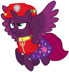 Size: 963x1011 | Tagged: safe, artist:徐詩珮, fizzlepop berrytwist, tempest shadow, alicorn, pony, series:sprglitemplight diary, series:sprglitemplight life jacket days, series:springshadowdrops diary, series:springshadowdrops life jacket days, g4, alicornified, alternate universe, base used, clothes, cute, marshall (paw patrol), paw patrol, race swap, simple background, tempesticorn, transparent background