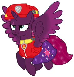 Size: 970x1019 | Tagged: safe, artist:徐詩珮, fizzlepop berrytwist, tempest shadow, alicorn, pony, series:sprglitemplight diary, series:sprglitemplight life jacket days, series:springshadowdrops diary, series:springshadowdrops life jacket days, g4, alicornified, alternate universe, base used, clothes, cute, marshall (paw patrol), paw patrol, race swap, simple background, tempesticorn, transparent background