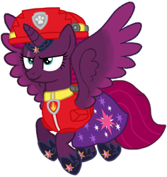 Size: 956x1014 | Tagged: safe, artist:徐詩珮, fizzlepop berrytwist, tempest shadow, alicorn, pony, series:sprglitemplight diary, series:sprglitemplight life jacket days, series:springshadowdrops diary, series:springshadowdrops life jacket days, g4, alicornified, alternate universe, base used, clothes, cute, marshall (paw patrol), paw patrol, race swap, simple background, tempesticorn, transparent background