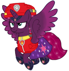 Size: 983x1011 | Tagged: safe, artist:徐詩珮, fizzlepop berrytwist, tempest shadow, alicorn, pony, series:sprglitemplight diary, series:sprglitemplight life jacket days, series:springshadowdrops diary, series:springshadowdrops life jacket days, g4, alicornified, alternate universe, base used, clothes, cute, marshall (paw patrol), paw patrol, race swap, simple background, tempesticorn, transparent background