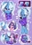 Size: 1280x1760 | Tagged: safe, artist:oofycolorful, gameloft, aria blaze, starlight glimmer, trixie, pony, unicorn, semi-anthro, g4, alternate hairstyle, arm hooves, babysitter trixie, cellphone, clothes, controller, cute, diatrixes, equestria girls ponified, gameloft interpretation, heart, hoodie, hug, joystick, magic, oversized clothes, oversized shirt, phone, pigtails, ponified, purple background, shirt, simple background, stars, telekinesis, twintails