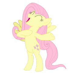 Size: 2449x2449 | Tagged: safe, artist:optimusv42, fluttershy, gorilla, pegasus, pony, g4, ^^, base used, bipedal, cave pony, chest beating, chest pounding, cute, eyes closed, high res, shyabetes, simple background, solo, tarzan, transparent background