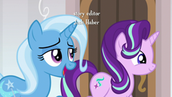 Size: 1920x1080 | Tagged: safe, screencap, starlight glimmer, trixie, pony, unicorn, a horse shoe-in, g4, duo, female, mare, opening credits, school of friendship