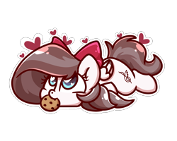 Size: 2560x2048 | Tagged: safe, artist:sugar morning, oc, oc only, oc:aurelleah, oc:aurry, pegasus, pony, bow, clothes, colored wings, colored wingtips, cookie, cute, female, food, hair bow, heart, heart eyes, high res, looking up, mare, nom, ocbetes, prone, simple background, solo, sugar morning's lying ponies, transparent background, weapons-grade cute, wingding eyes, wings