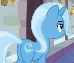 Size: 677x583 | Tagged: safe, screencap, trixie, pony, unicorn, a horse shoe-in, g4, butt, cropped, female, mare, plot, school of friendship, solo