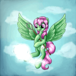Size: 480x476 | Tagged: safe, artist:appleneedle, oc, oc only, oc:spectral wind, ghost, pegasus, pony, undead, animated, cloud, gif, sky, wings