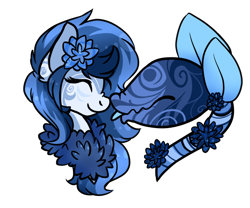 Size: 600x500 | Tagged: safe, artist:edgar-allan-h0e, oc, oc only, monster pony, original species, piranha plant pony, plant pony, augmented tail, bust, chest fluff, commission, eyes closed, flower, flower in hair, plant, simple background, smiling, tongue out, transparent background, ych result