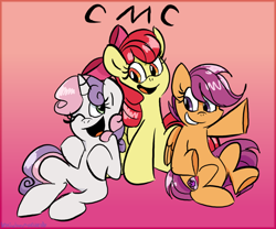 Size: 800x666 | Tagged: safe, artist:mirabuncupcakes15, apple bloom, scootaloo, sweetie belle, earth pony, pegasus, pony, unicorn, g4, adorabloom, angry birds, cute, cutealoo, cutie mark crusaders, diasweetes, female, filly, grin, happy, one eye closed, open mouth, raised hoof, sitting, smiling, trio, wink
