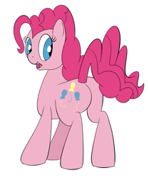 Size: 865x1035 | Tagged: safe, artist:astr0zone, pinkie pie, earth pony, pony, g4, balloonbutt, butt, female, looking back, mare, open mouth, plot, practice drawing, rear view, simple background, smiling, solo, white background