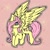 Size: 894x894 | Tagged: safe, artist:jeme-jay-art, fluttershy, pegasus, pony, g4, cheek fluff, chest fluff, cute, ear fluff, female, flower, heart, leg fluff, mare, open mouth, pink background, profile, shyabetes, simple background, solo, spread wings, wings