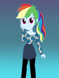 Size: 1536x2048 | Tagged: safe, artist:saltymango, rainbow dash, equestria girls, g4, alternate clothes, alternate hairstyle, clothes, cute, dashabetes, female, leggings, looking at you, rainbow dash always dresses in style, solo, sweater