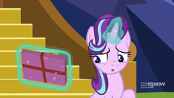 Size: 1920x1080 | Tagged: safe, screencap, starlight glimmer, pony, unicorn, g4, memories and more, spoiler:memories and more, spoiler:mlp friendship is forever, female, gift wrapped, magic, mare