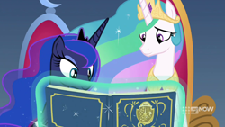 Size: 1280x720 | Tagged: safe, screencap, princess celestia, princess luna, g4, memories and more, my little pony: friendship is forever