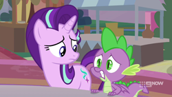 Size: 1280x720 | Tagged: safe, screencap, spike, starlight glimmer, dragon, g4, memories and more, my little pony: friendship is forever, winged spike, wings