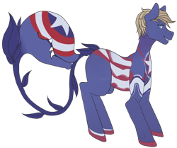 Size: 850x712 | Tagged: safe, artist:defigure, monster pony, original species, piranha plant pony, plant pony, pony, augmented tail, captain america, colored hooves, fangs, male, marvel comics, plant, ponified, simple background, transparent background