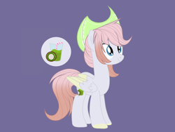 Size: 2160x1620 | Tagged: safe, artist:missprincesssapphire, oc, oc only, oc:breezy kiwi, pegasus, pony, commission, cowboy hat, female, hat, mare, markings, purple background, simple background, solo