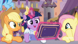 Size: 1920x1080 | Tagged: safe, applejack, fluttershy, pinkie pie, rainbow dash, rarity, spike, starlight glimmer, twilight sparkle, alicorn, dragon, earth pony, pegasus, pony, unicorn, g4, memories and more, the last problem, spoiler:memories and more, spoiler:mlp friendship is forever, 9now, animated, book, chair, clothes, coronation dress, crown, dress, flying, jewelry, levitation, magic, magic aura, mane seven, mane six, regalia, second coronation dress, smiling, sound, table, talking, telekinesis, twilight sparkle (alicorn), webm, winged spike, wings, worried