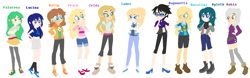 Size: 2040x638 | Tagged: safe, artist:ayang888, artist:selenaede, human, equestria girls, g4, barely eqg related, barely pony related, base used, bayonetta, bayonetta (character), boots, byleth, clothes, converse, crossed arms, crossover, ear piercing, earring, equestria girls-ified, female byleth, female robin (fire emblem), finger to mouth pose, fingerless gloves, fire emblem, fire emblem awakening, fire emblem: three houses, glasses, gloves, goddess, hair over one eye, hand on hip, high heel boots, high heels, jewelry, kid icarus, lucina, metroid, nintendo, palutena, piercing, princess daisy, princess peach, princess rosalina, princess zelda, robin (fire emblem), rosalina, samus aran, sega, shoes, sneakers, socks, super mario bros., super smash bros., super smash bros. ultimate, the legend of zelda, thigh highs, witch