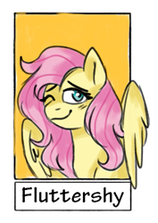 Size: 425x601 | Tagged: safe, alternate version, artist:cordearcoiris, fluttershy, pegasus, pony, g4, bust, female, mare, one eye closed, smiling, solo, wink