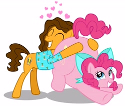Size: 4096x3451 | Tagged: safe, artist:aleximusprime, cheese sandwich, pinkie pie, flurry heart's story, g4, balloonbutt, butt, butthug, digital art, fat, female, hug, male, plot, pudgy pie, ship:cheesepie, shipping, simple background, straight, white background