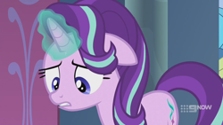 Size: 1280x720 | Tagged: safe, screencap, starlight glimmer, pony, unicorn, g4, memories and more, my little pony: friendship is forever, 9now, female, magic, mare, sad, solo