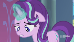 Size: 1280x720 | Tagged: safe, screencap, starlight glimmer, pony, unicorn, g4, memories and more, my little pony: friendship is forever, 9now, female, magic, mare, sad, solo