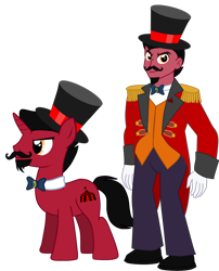 Size: 1920x2374 | Tagged: safe, artist:shadymeadow, oc, oc:twisted circus, pony, unicorn, equestria girls, g4, equestria girls-ified, facial hair, hat, male, moustache, oc villain, simple background, stallion, top hat, transparent background