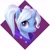 Size: 1418x1417 | Tagged: safe, artist:stardep, gameloft, trixie, pony, unicorn, g4, abstract background, alternate hairstyle, babysitter trixie, bust, clothes, cute, diatrixes, female, gameloft interpretation, hair tie, jacket, looking at you, mare, pigtails, portrait, smiling, smiling at you, solo, twintails
