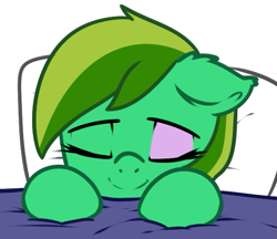 Size: 603x520 | Tagged: safe, artist:neuro, oc, oc only, oc:aqua, pony, bed, eyes closed, female, mare, phonepones, simple background, sleeping, smiling, solo, transparent background