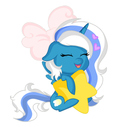 Size: 800x841 | Tagged: safe, artist:find-new-roads, oc, oc:fleurbelle, alicorn, pony, adorabelle, alicorn oc, bow, chibi, cute, eyes closed, female, hair bow, heart, horn, mare, simple background, stars, transparent background, wings