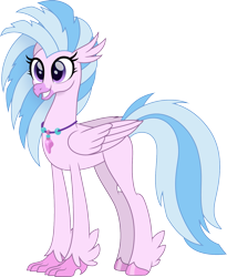 Size: 1229x1500 | Tagged: safe, artist:cloudy glow, part of a set, silverstream, classical hippogriff, hippogriff, cloudyglowverse, g4, alternate universe, cute, diastreamies, female, movie accurate, older, older silverstream, simple background, smiling, solo, transparent background, vector